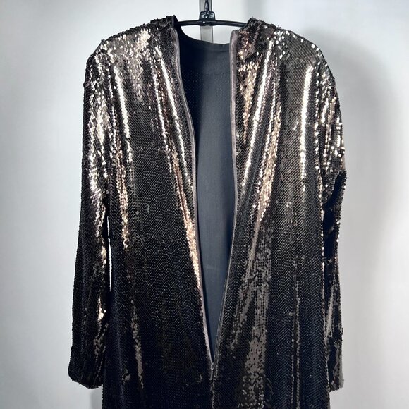 TED BAKER London Sequined Brooklyn Tube Dress Dark Brown Size L - Picture 4 of 7